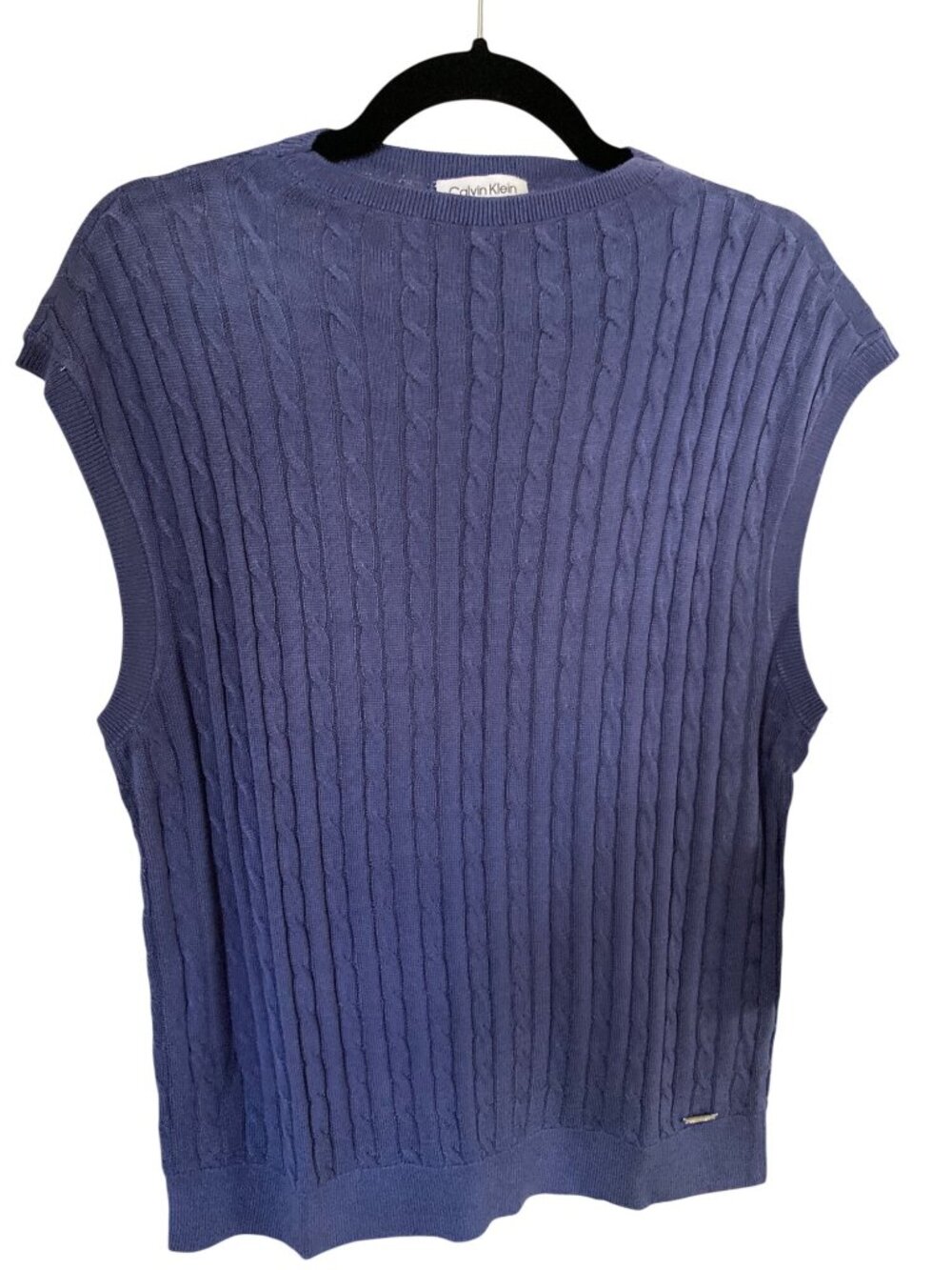 Calvin Klein Women's Ribbed Sleeveless Sweater Future Dusk XL NWT